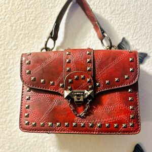 Studded Red Leather Handbag